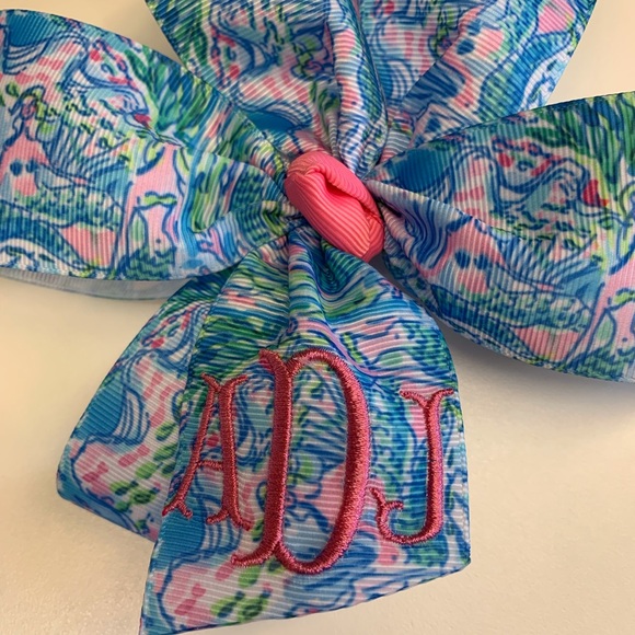 Any Initials,  Large Hair Bow with Monogram - Picture 6 of 8